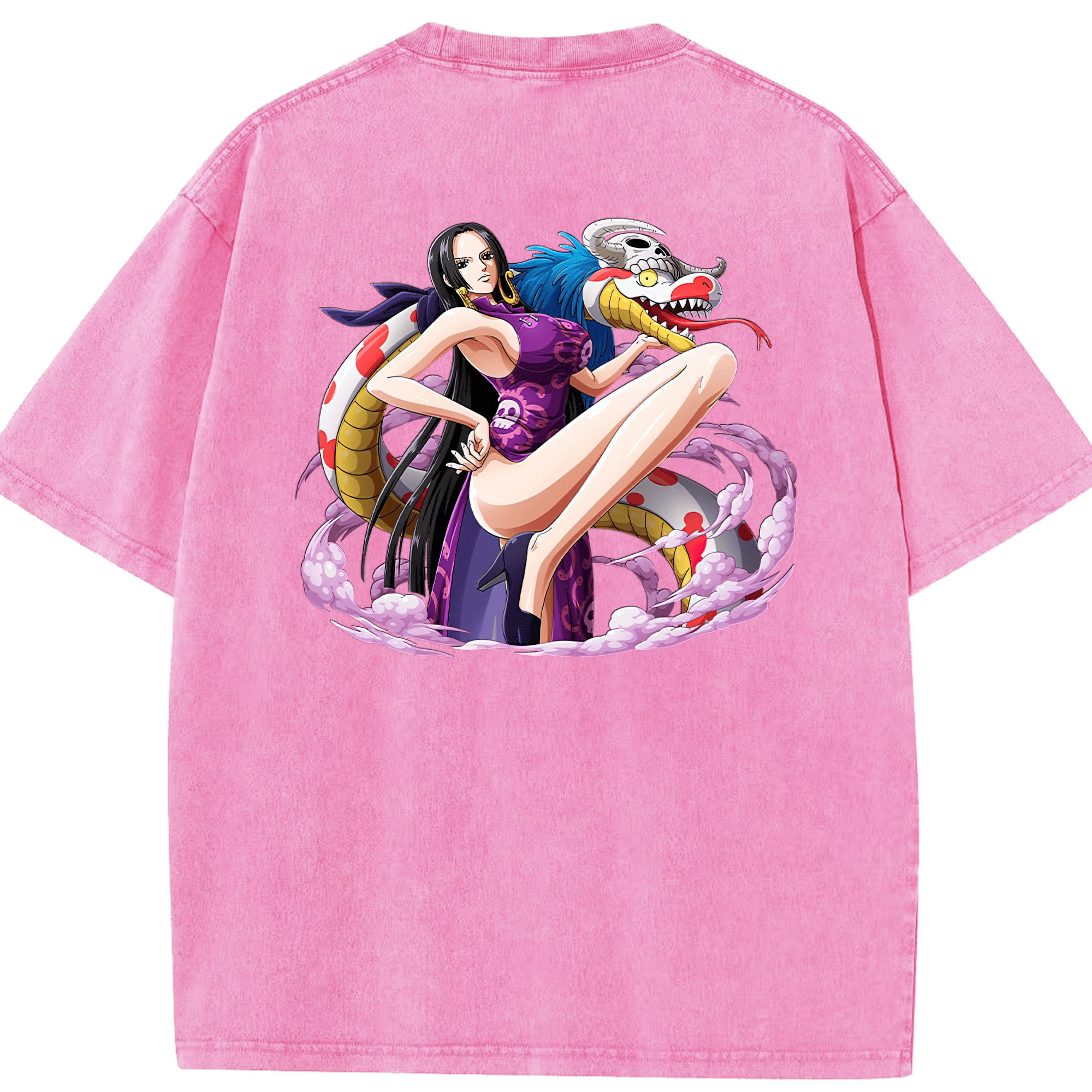 ワンピース ボア・ハンコック ONE PIECE Boa·Hancock 綿100% ヴィンテージ風 半袖Tシャツ（背面プリント）